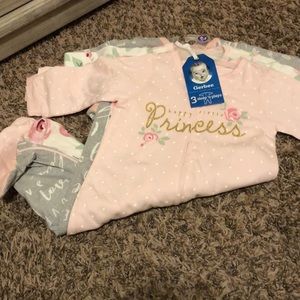 Gerber Baby Girls' 3-Pack Sleep 'N Play